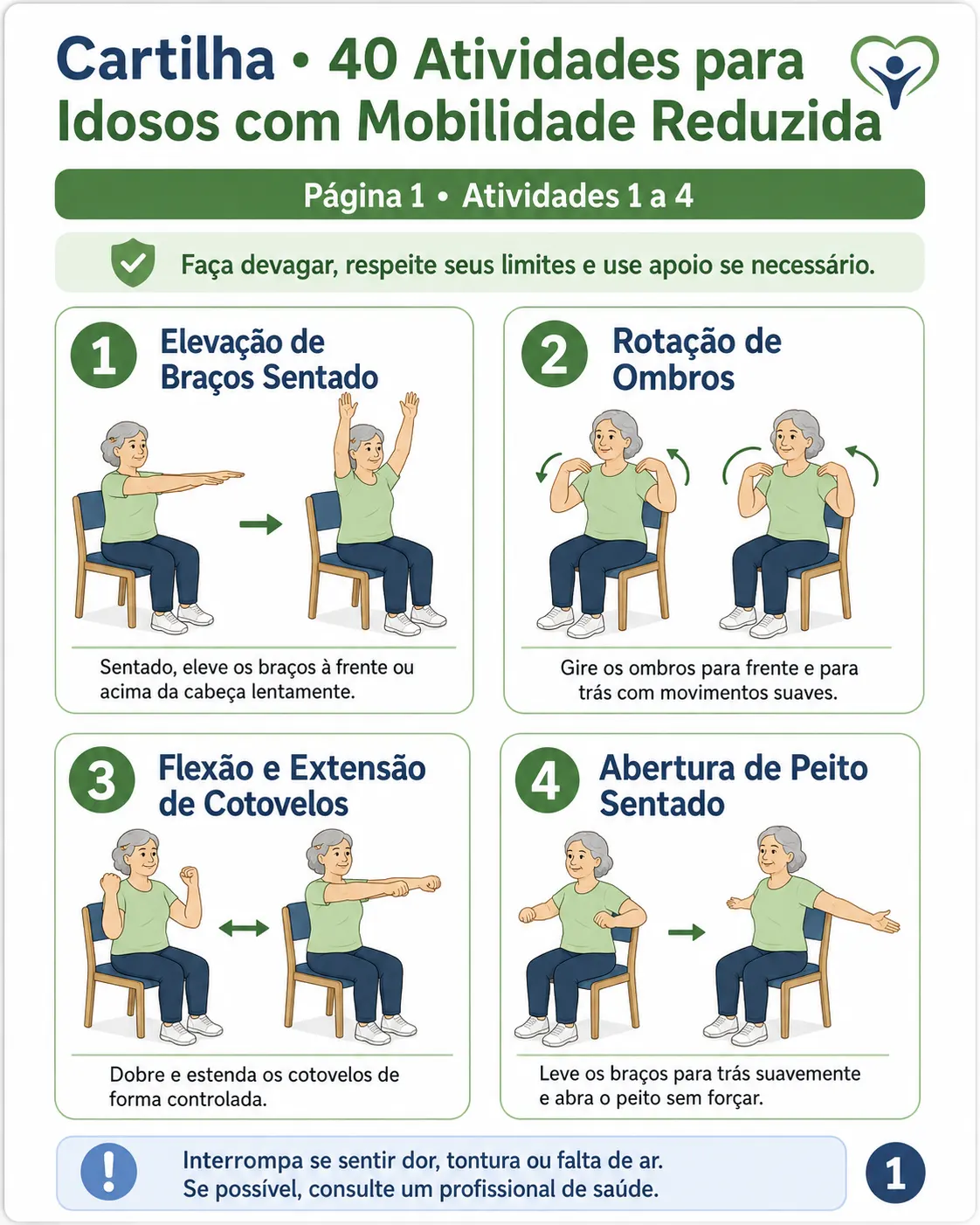 Cartilha de atividades para idosos com mobilidade reduzida