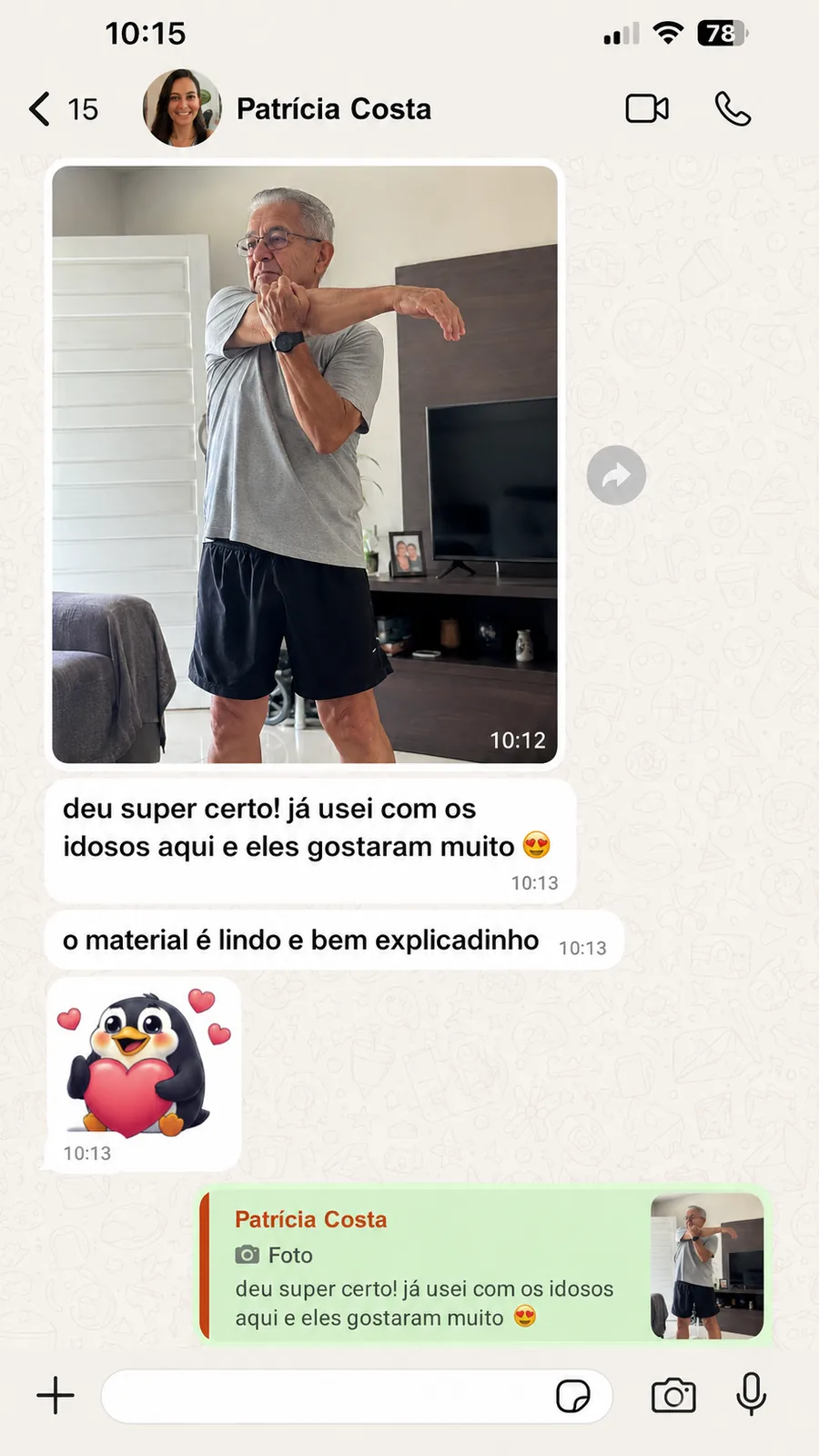 Conversa de WhatsApp da Patrícia Costa